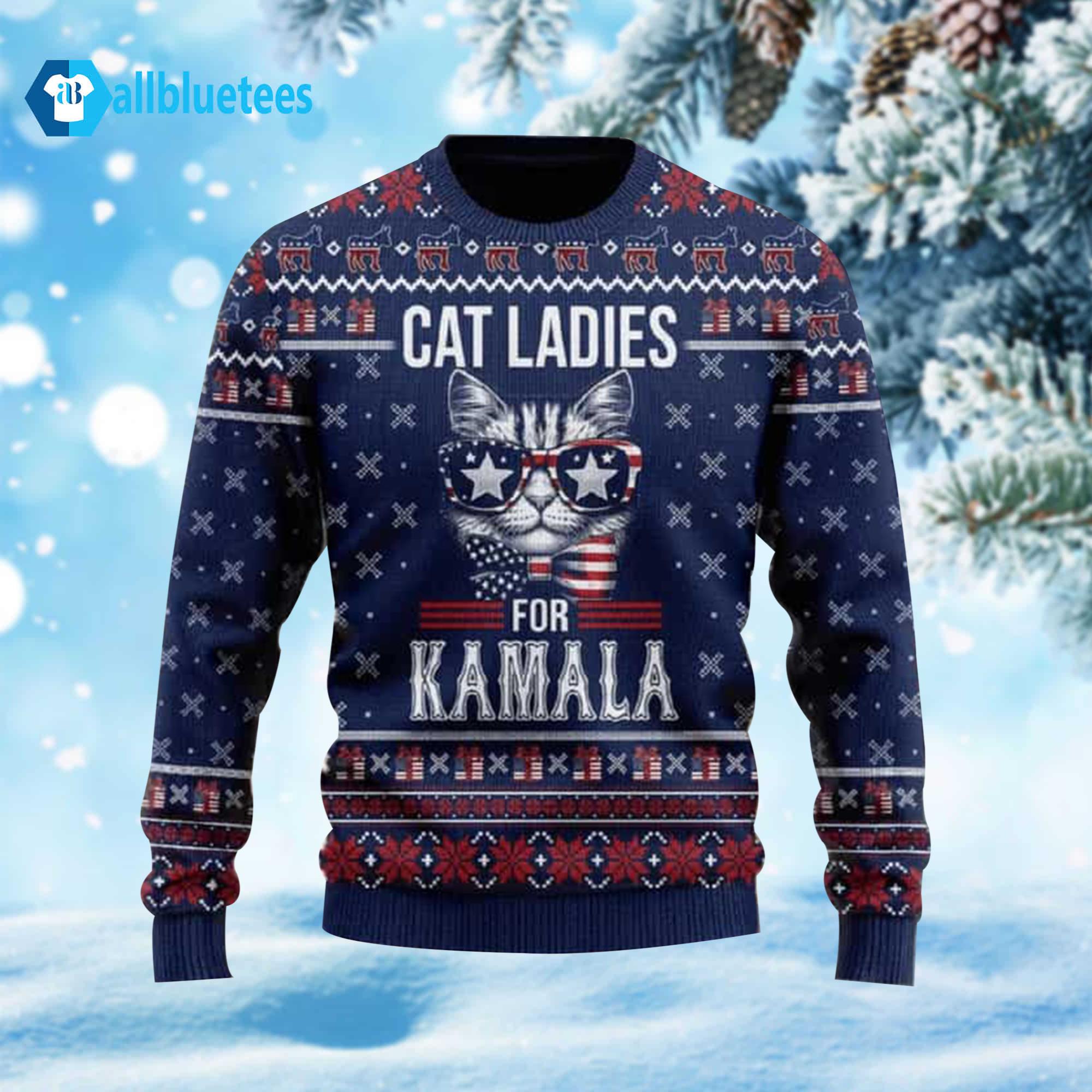 Cat Ladies For Kamala Ugly Christmas Sweater