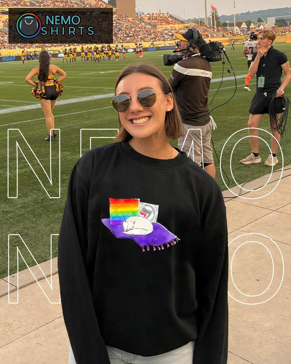Cat sleeping vibrant rainbow flag LGBT pride shirt