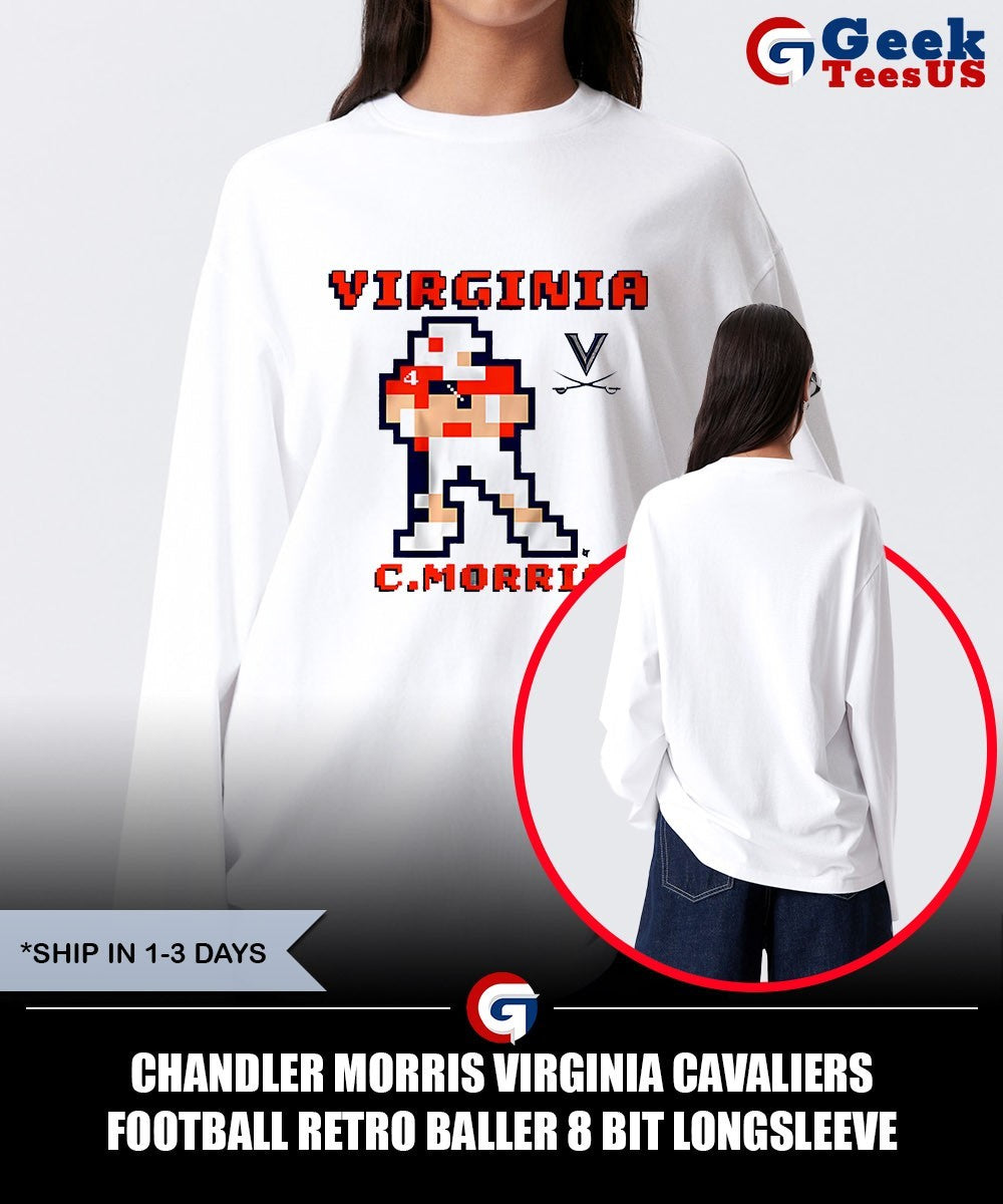 Chandler Morris Virginia Cavaliers football retro baller 8 bit shirt