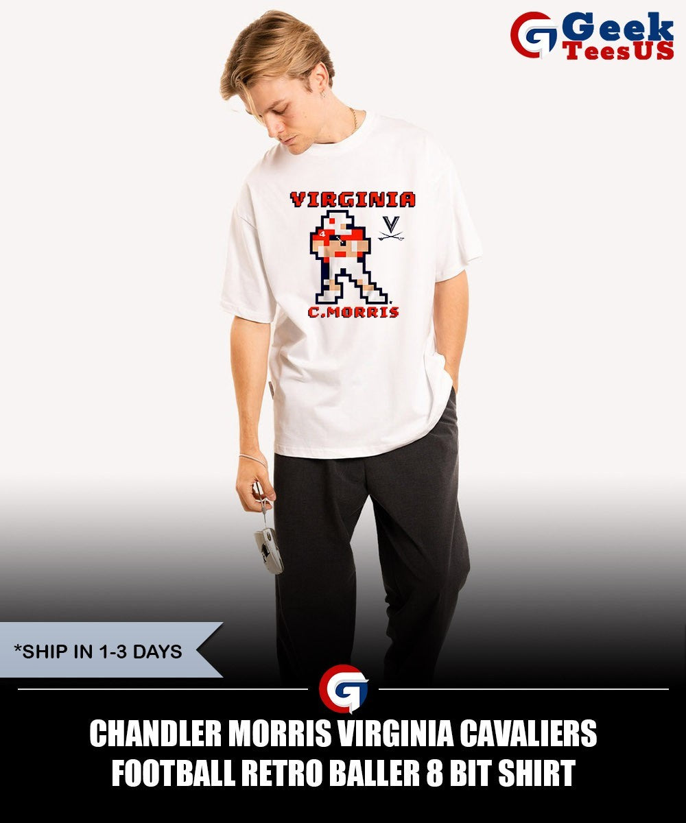 Chandler Morris Virginia Cavaliers football retro baller 8 bit shirt