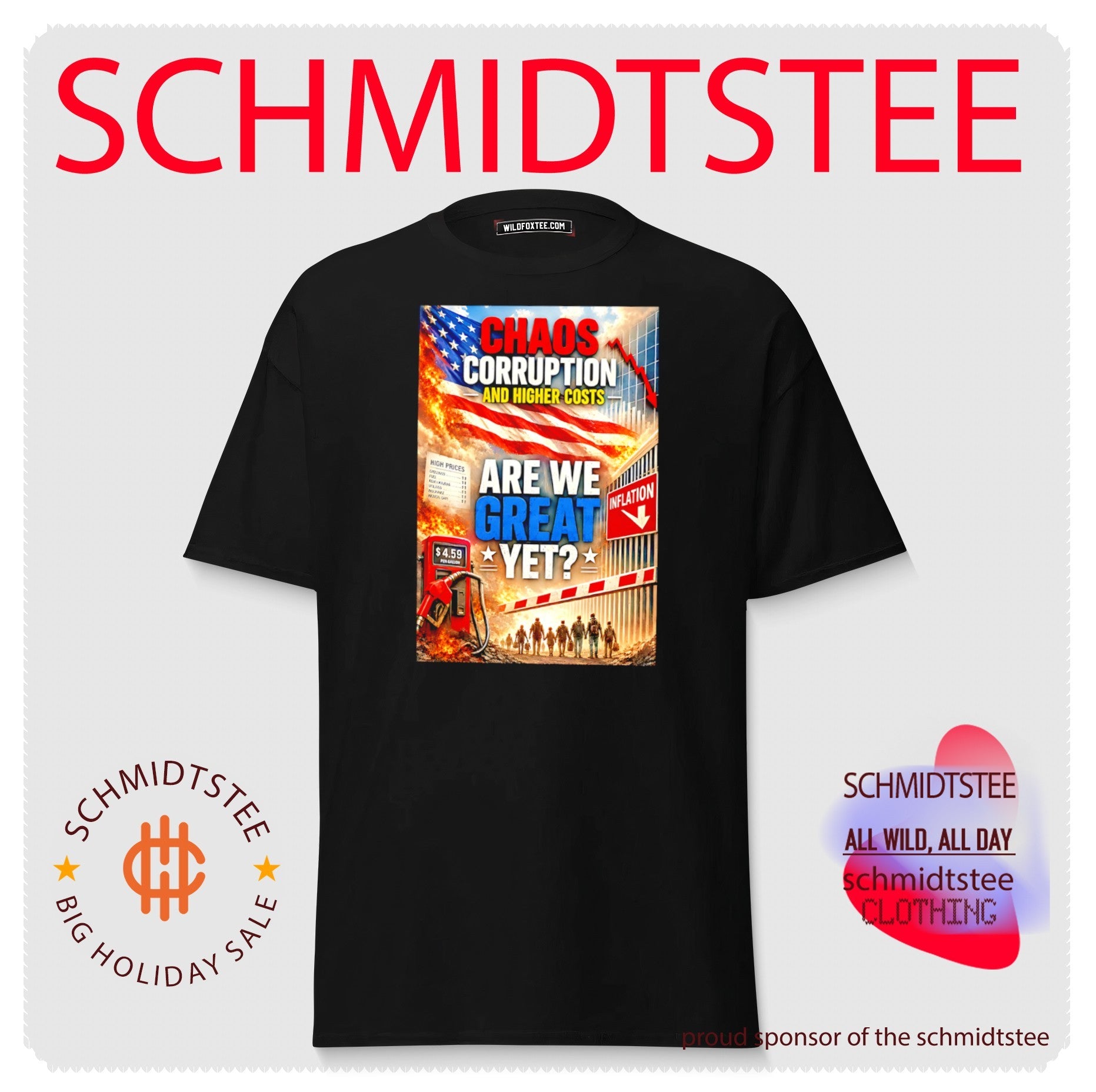 Chaos corruption and higher costs are we great yet illustration shirt