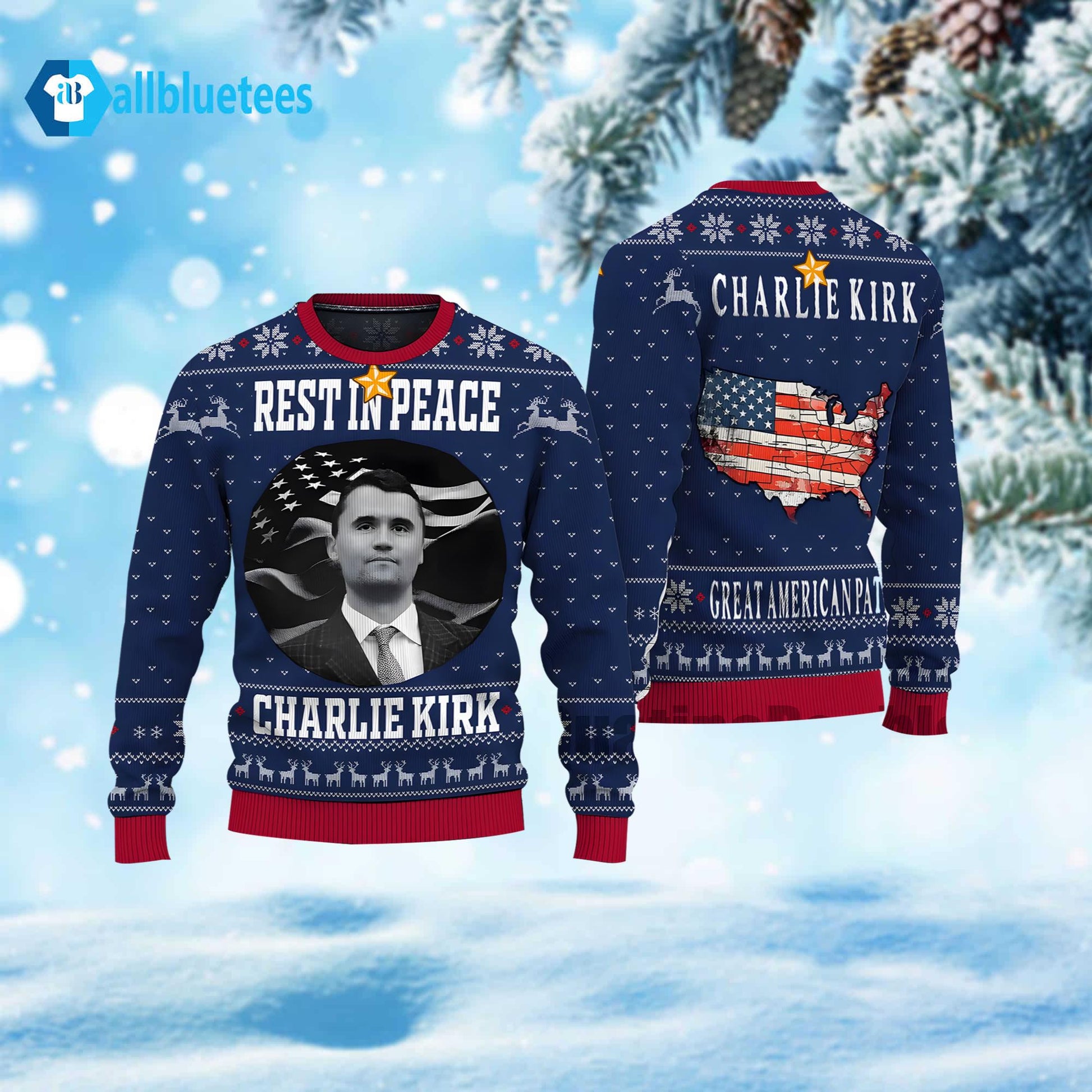 Charlie Kirk Rest In Peace Ugly Christmas Sweater