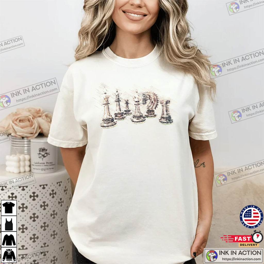Chess Pieces Hand Draw Art Strategy Game Comfort Colors T-shirt