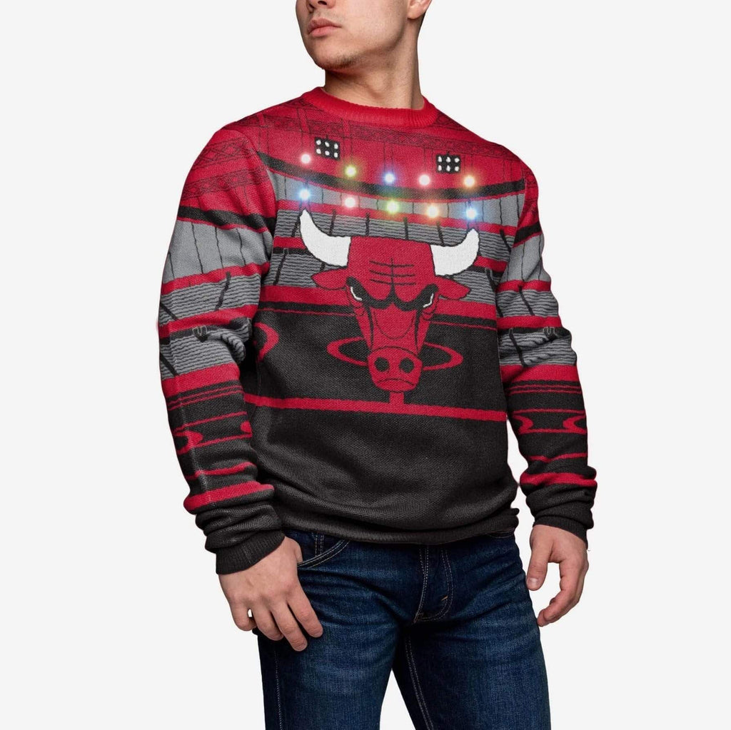 Chicago Bulls Christmas Ugly Sweater – Light-Up Stadium Edition