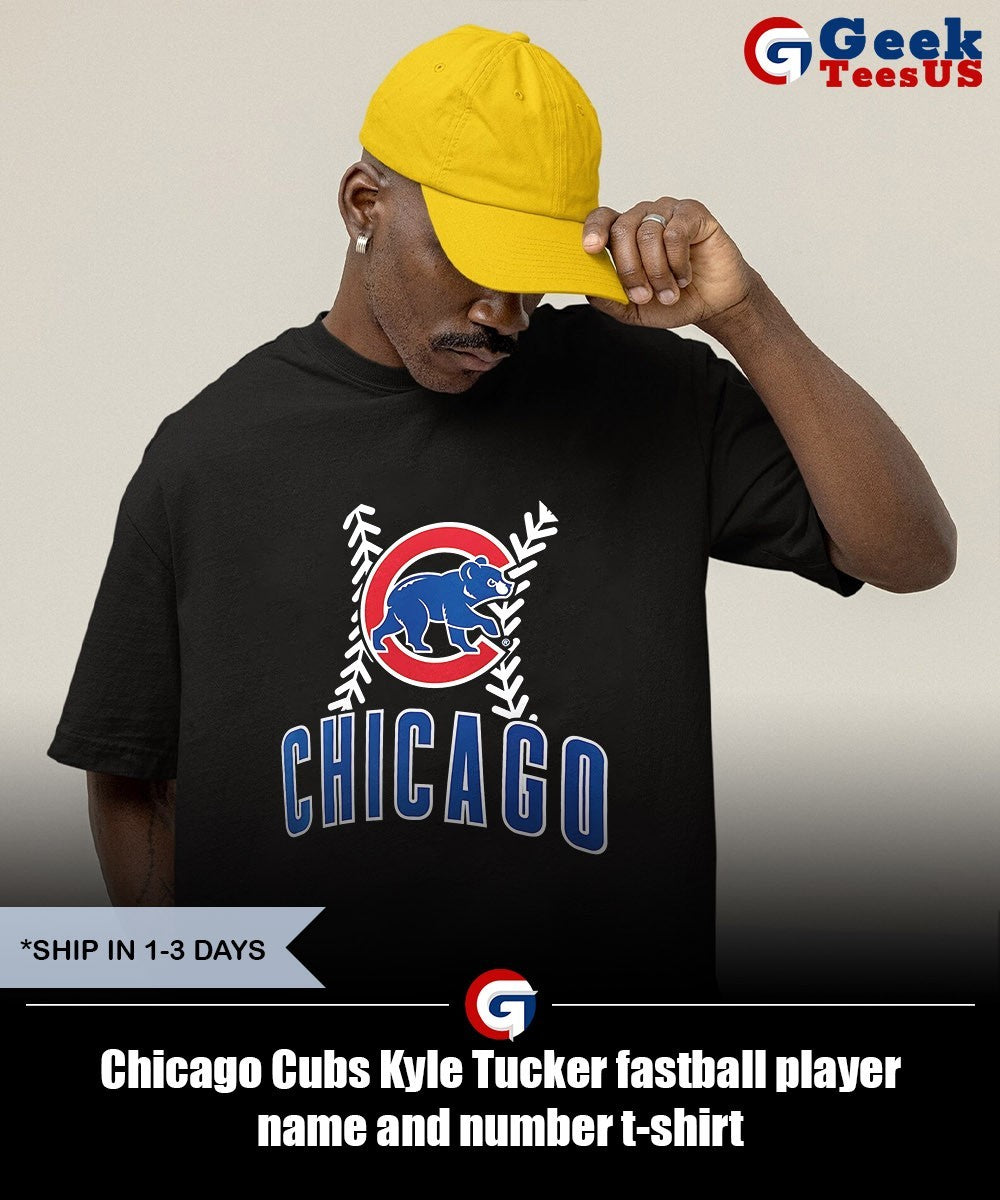 Chicago Cubs Kyle Tucker fastball player name and number t-shirt