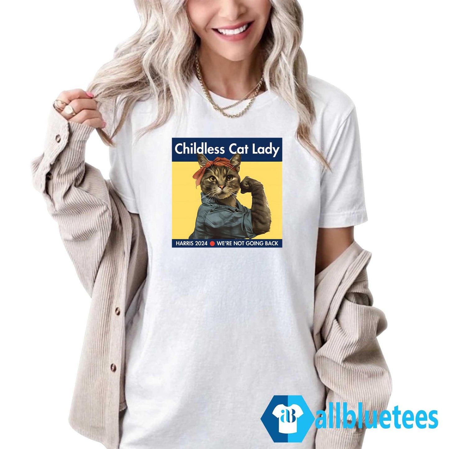 Childless Cat Lady Harris 2024 We’re Not Going Back Shirt