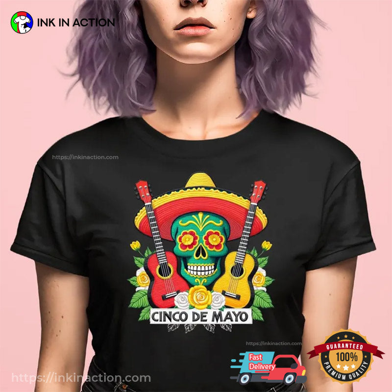 Cinco De Mayo Calavera Music T-shirt