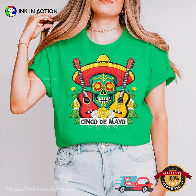 Cinco De Mayo Calavera Music T-shirt