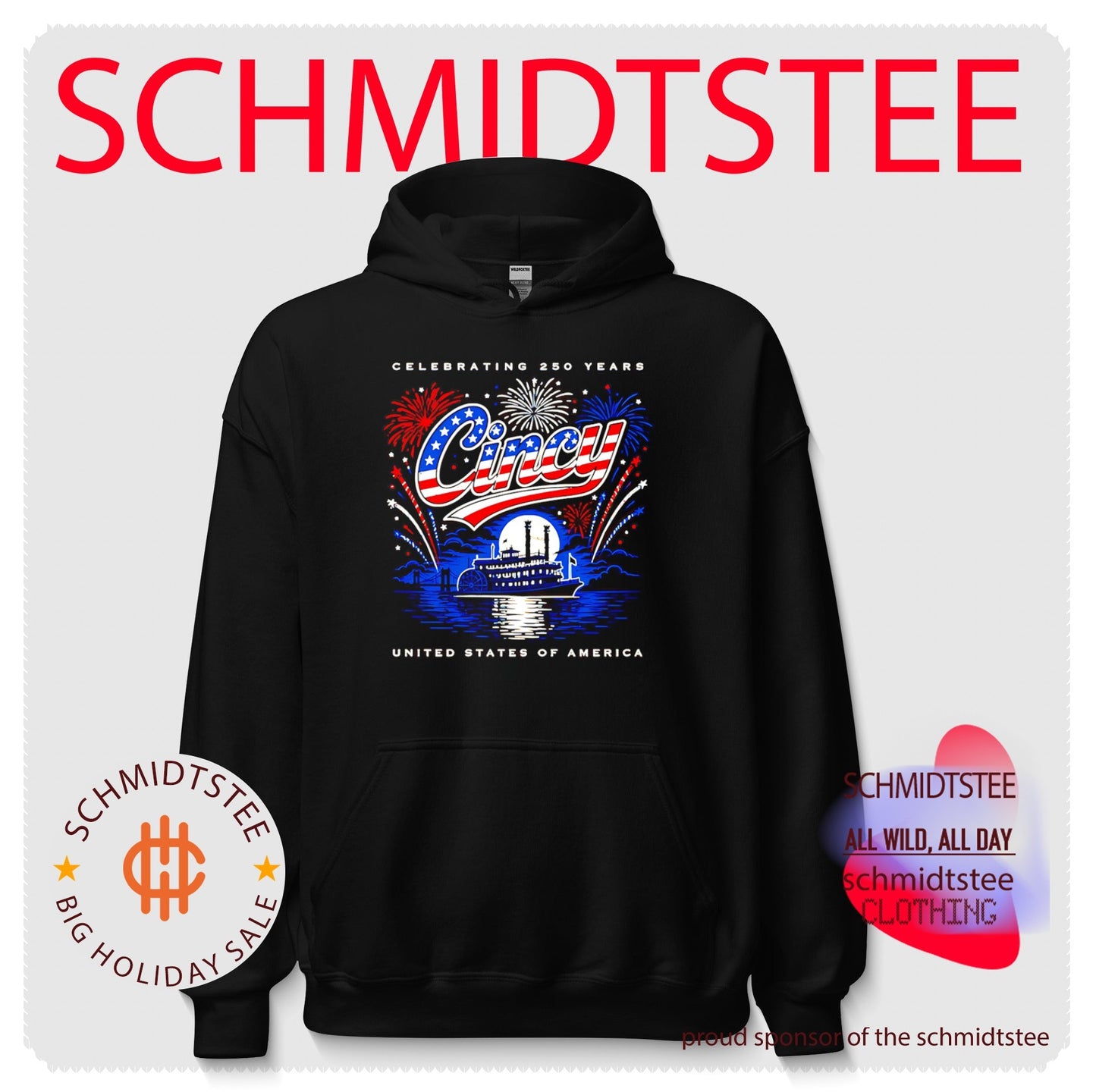 Cincy Flag Steamboat 250 years of America down by the river shirt