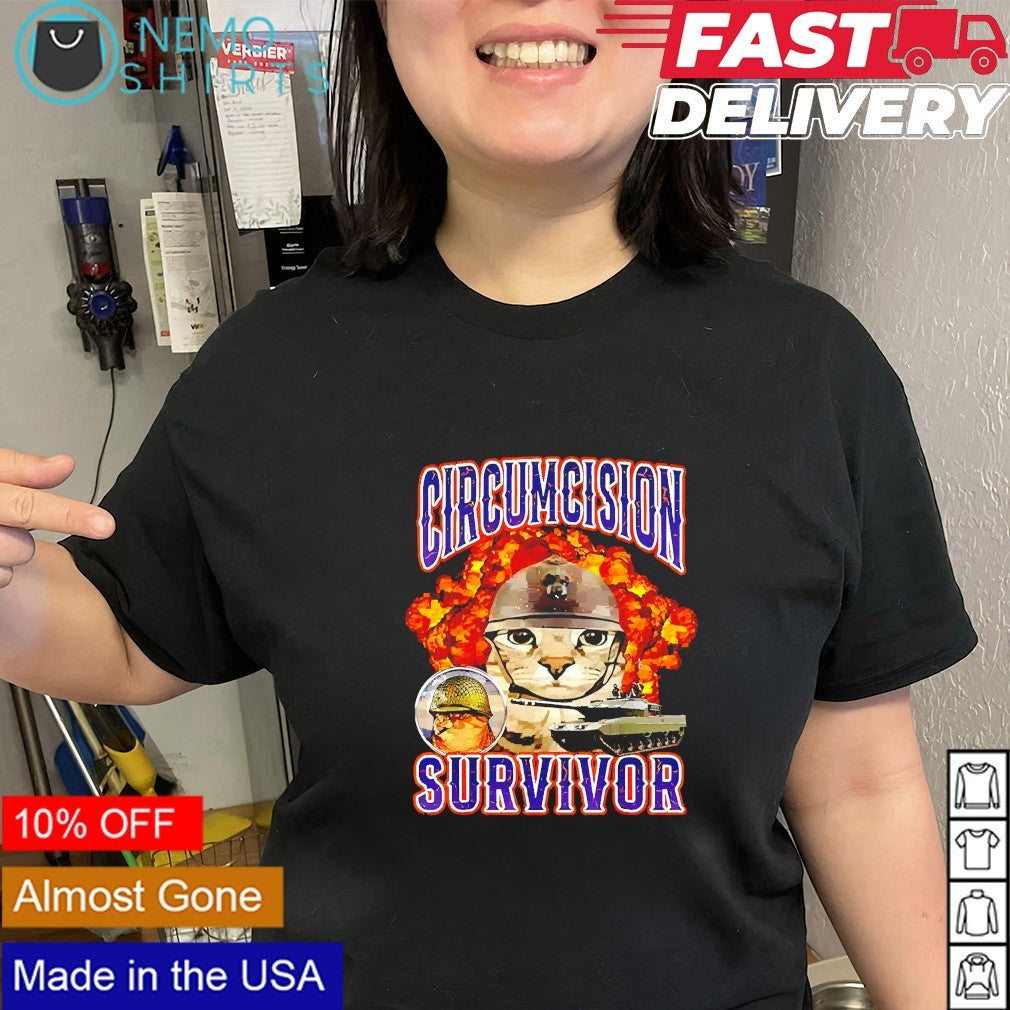 Circumcision Survivor funny cat shirt