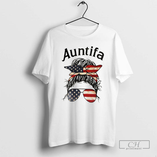 Classic Auntifa Messy Bun American Flag Shirt Sweater