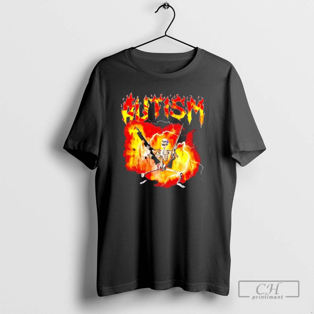 Classic Autistic Skeleton With Gun Funny Shirt Sweater