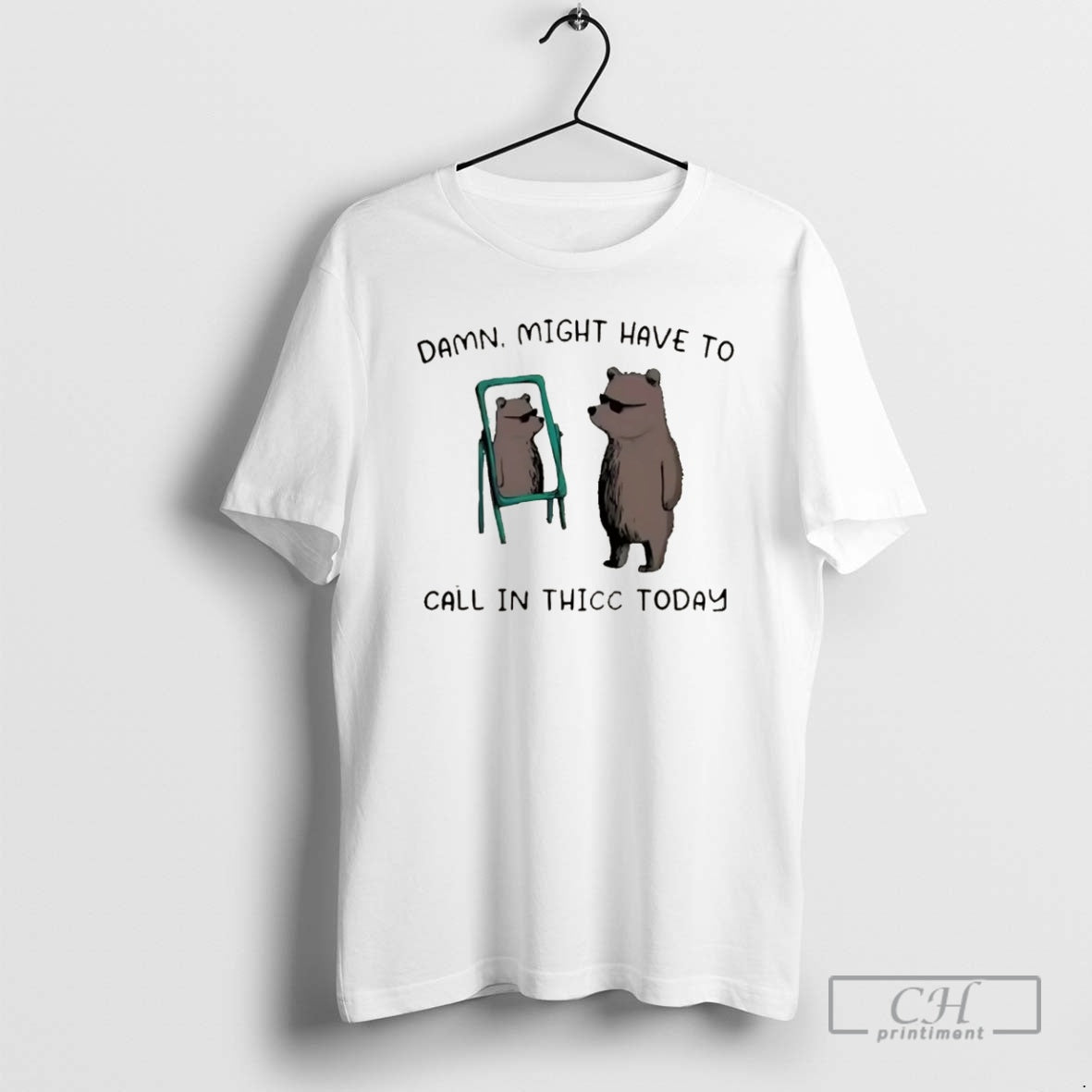 Classic Bear Mirror Damn Might Have To Call In Thicc Today Meme Christmas Shirt Sweater