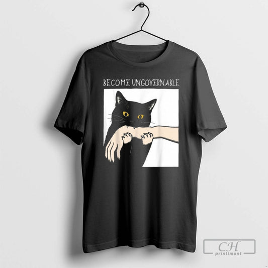 Classic Become Ungovernable Black Cat Biting Hand Shirt Sweater