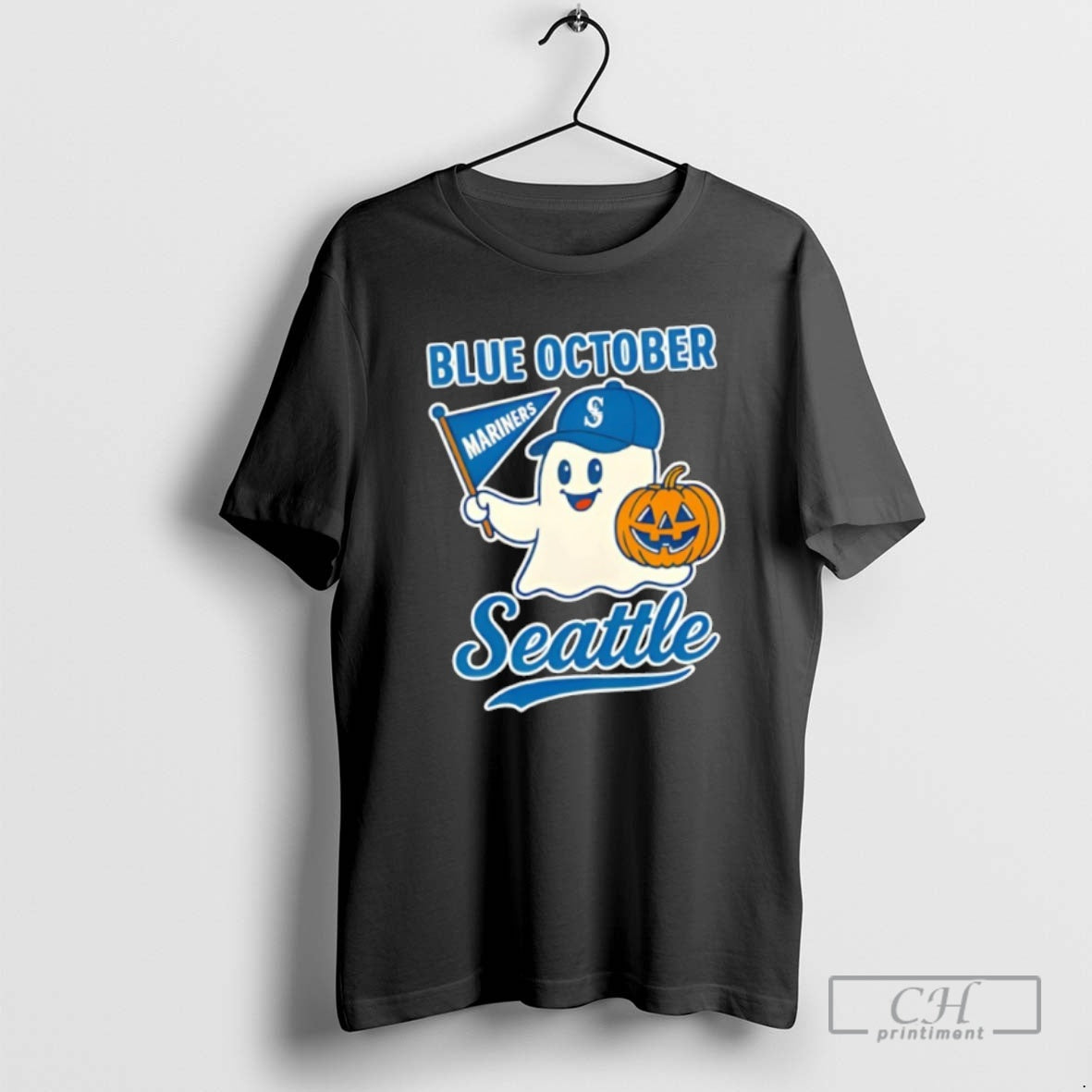 Classic Blue October Seattle Mariners Halloween Ghost Shirt Sweater