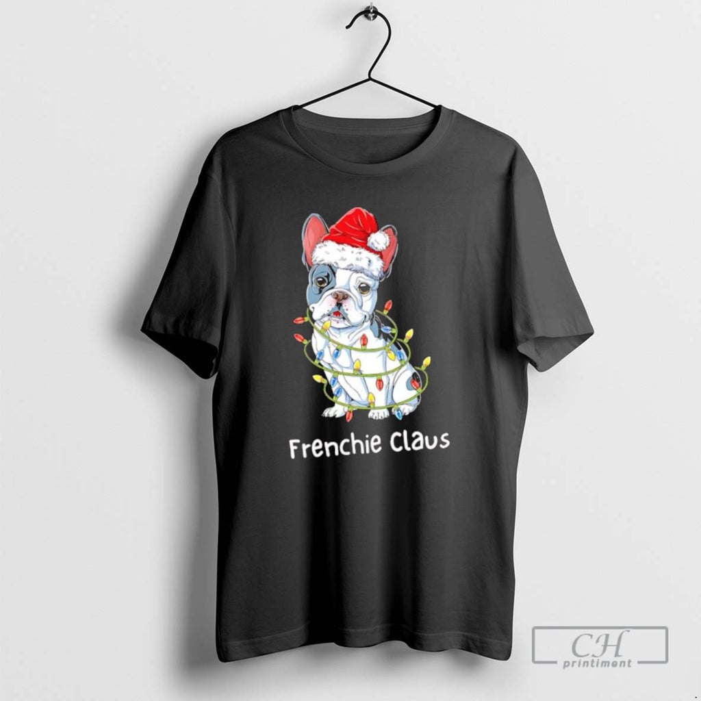 Classic French Bulldog Santa Hat Christmas Lights Frenchie Claus Shirt Sweater