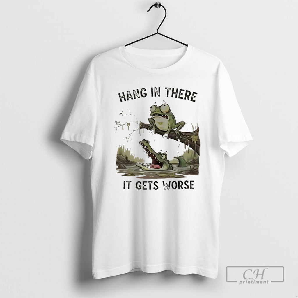 Classic Frog And Alligator Hang In There It Gets Worse Christmas Shirt Sweater