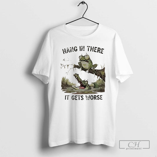 Classic Frog And Alligator Hang In There It Gets Worse Christmas Shirt Sweater