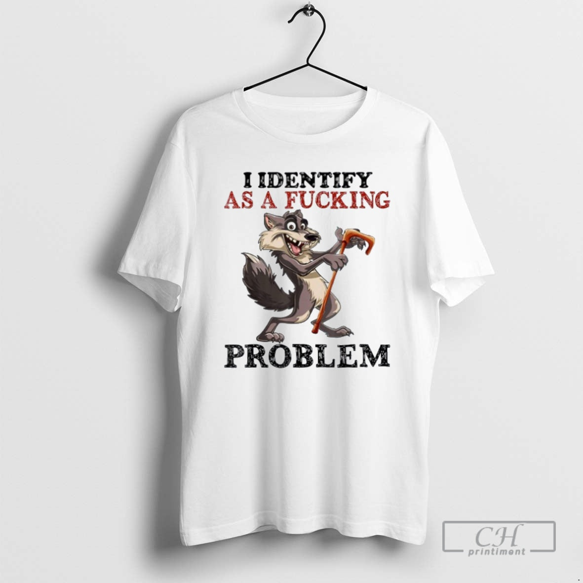 Classic I Identify As A Fucking Problem Wolf Shirt Sweater
