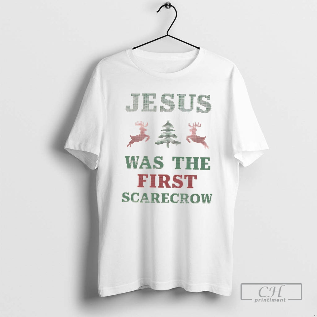 Classic Jesus Was The First Scarecrow Christmas Shirt Sweater