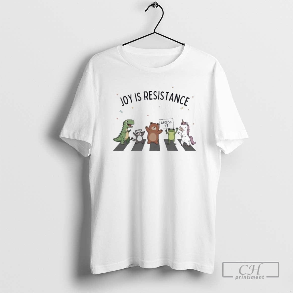 Classic Joy Is Resistance Frog Portland Abolish Ice Anti Fascism Protest Dinosaur Raccoon Bear Unicorn