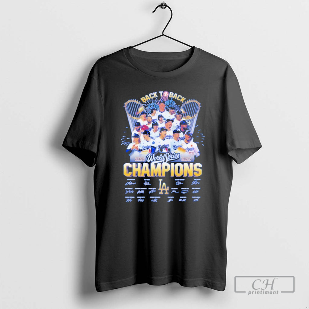 Classic Los Angeles Dodgers 2024 2025 Back To Back World Series Champions Signed Blue