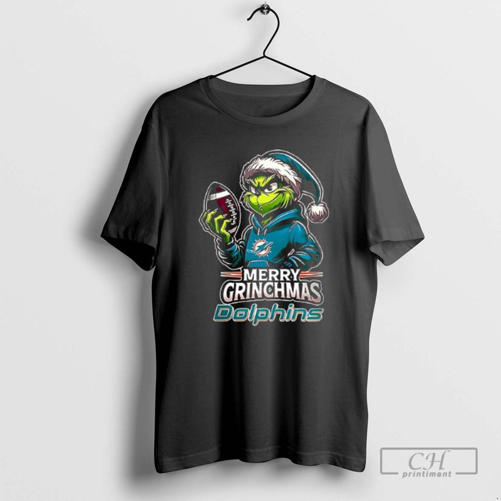 Classic Miami Dolphins Merry Grinchmas They Hate Us Because They Aint Us Double Sided Graphic