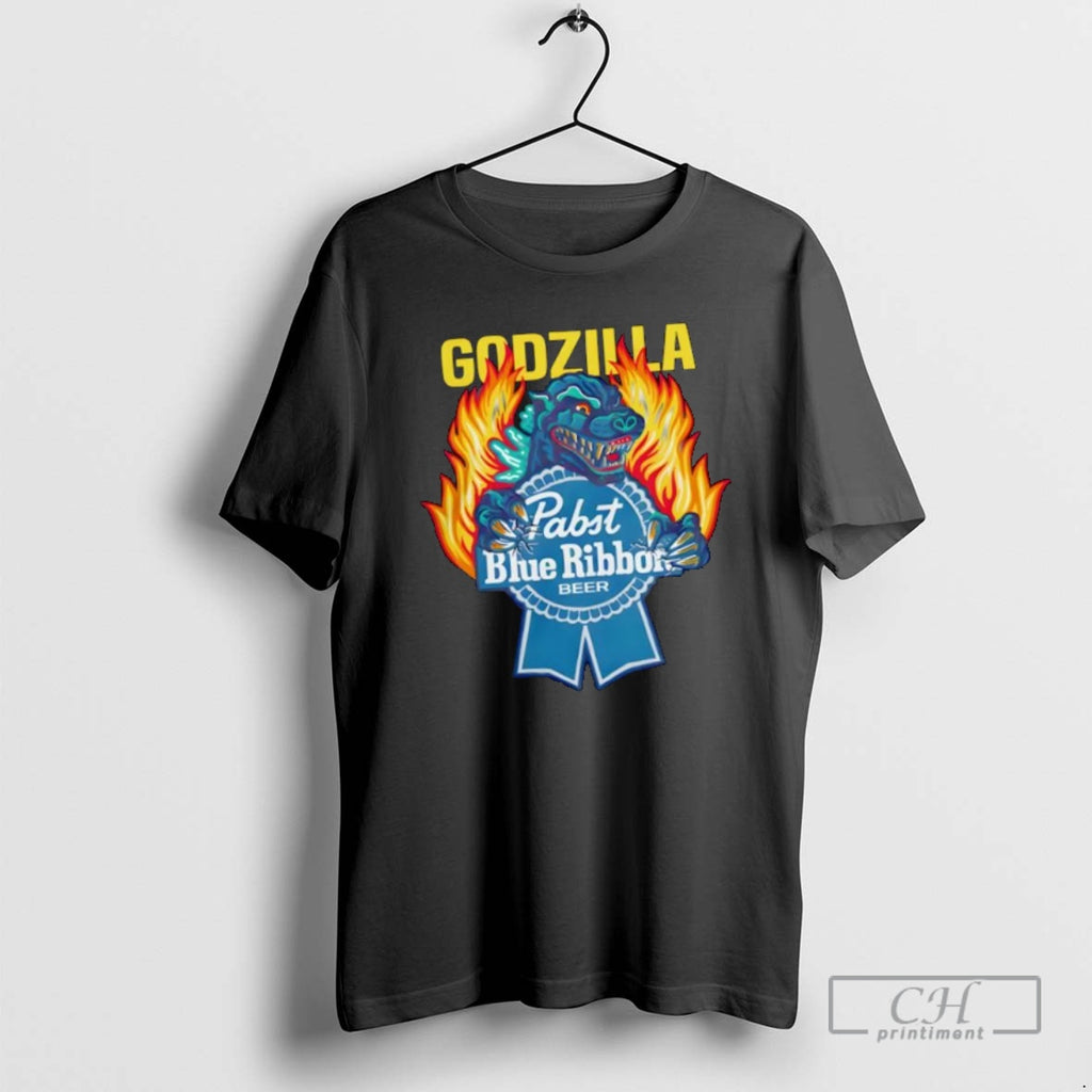 Classic Pabst Blue Ribbon Store Flamed Godzilla Shirt Sweater