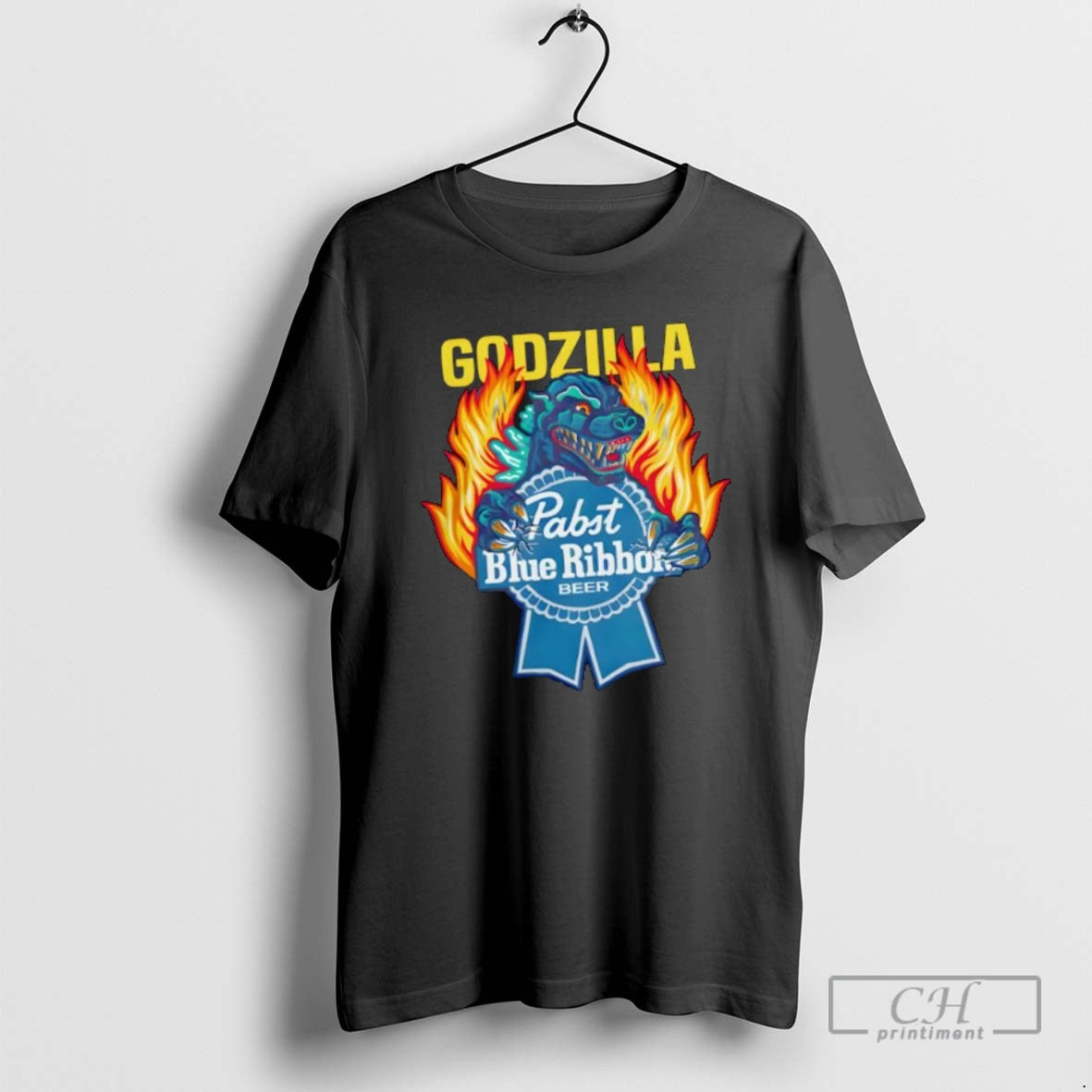 Classic Pabst Blue Ribbon Store Flamed Godzilla Shirt Sweater