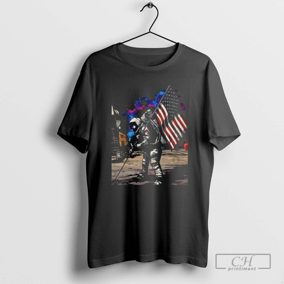 Classic Patriotic Astronaut Galaxy American Flag Shirt Sweater