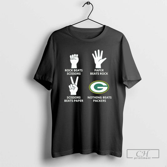 Classic Rock Beats Scissors Paper Beats Rock Scissors Beats Paper Nothing Beats Packers Green Bay
