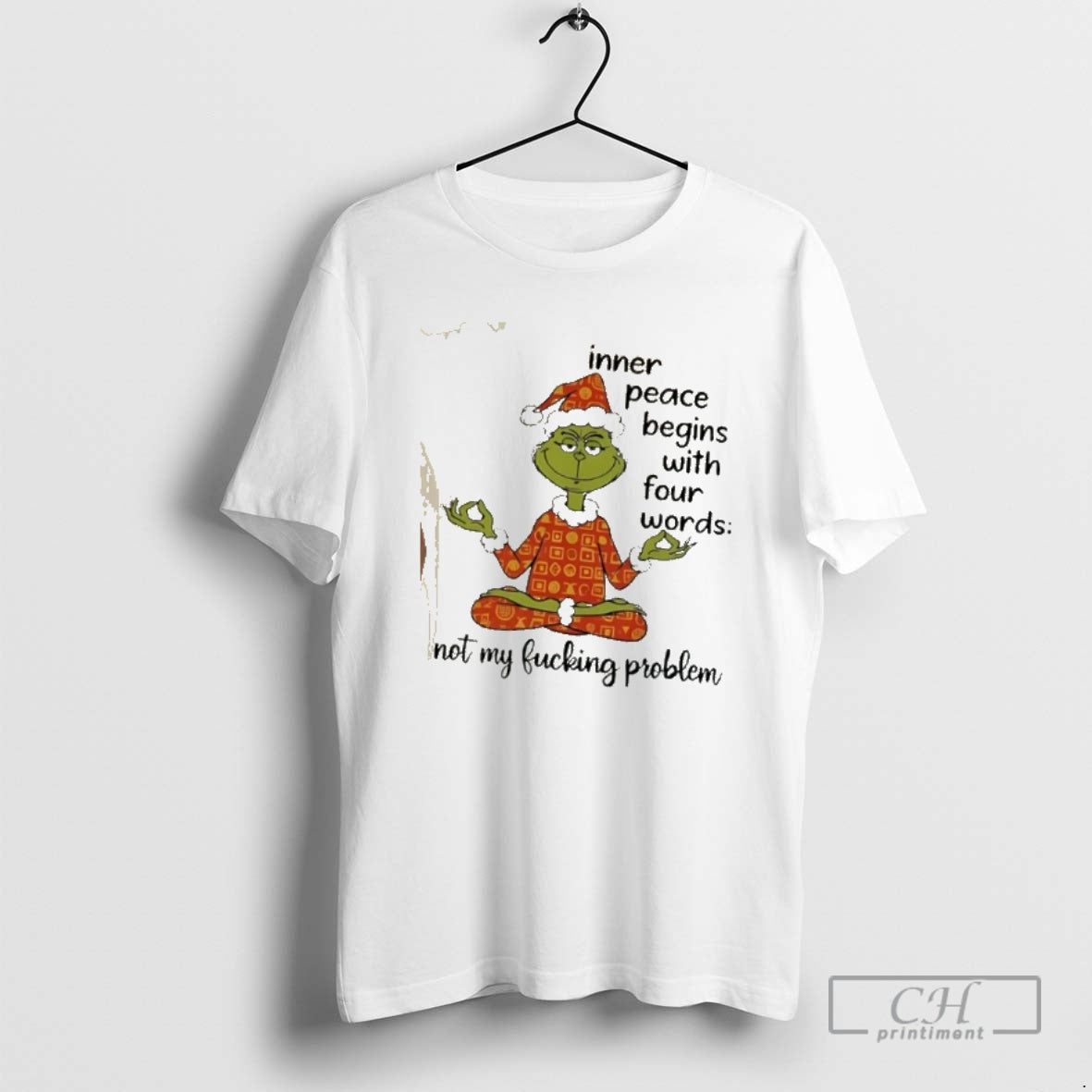 Classic Santa Grinch Yoga Inner Peace Begins With Four Words Not My Fucking Problem