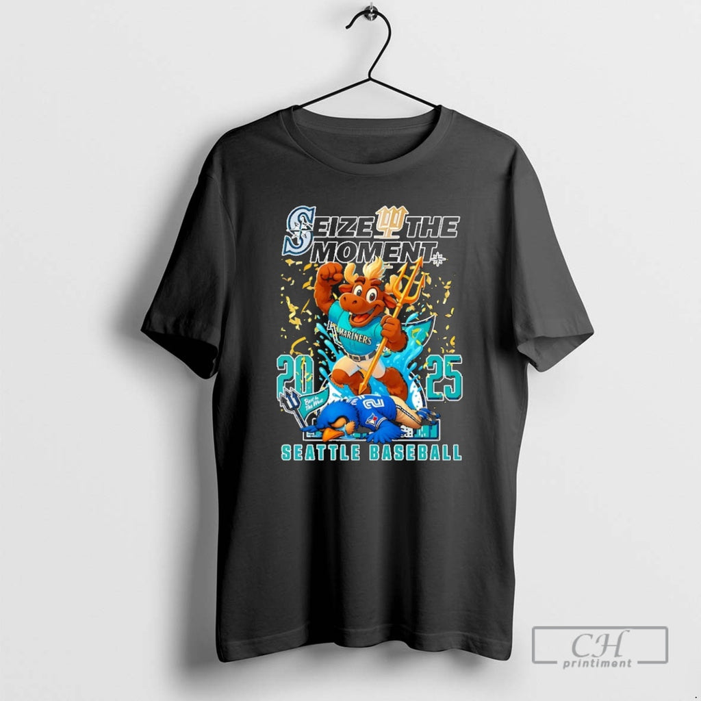 Classic Seattle Mariners 2025 Baseball Seize The Moment Mascot Christmas Shirt Sweater