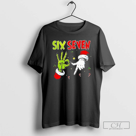 Classic Top Grinch And Santa Hands Six Seven Christmas Shirt Sweater