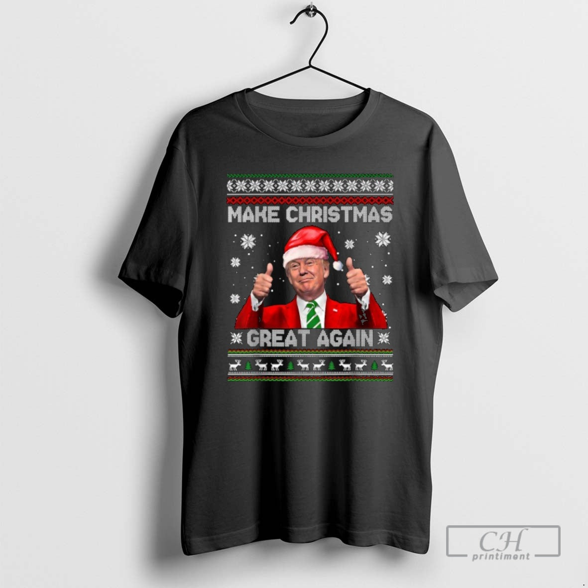 Classic Trump Make Christmas Great Again With Hilarious Ugly Pajamas Santa Thumb 2025 Shirt Sweater