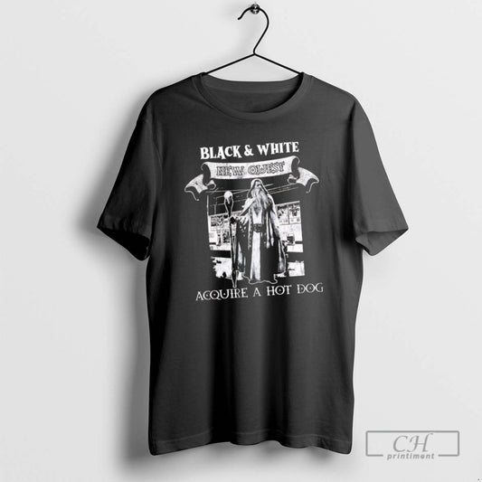 Classic Wizard Black White New Quest Acquire A Hot Dog Shirt Sweater