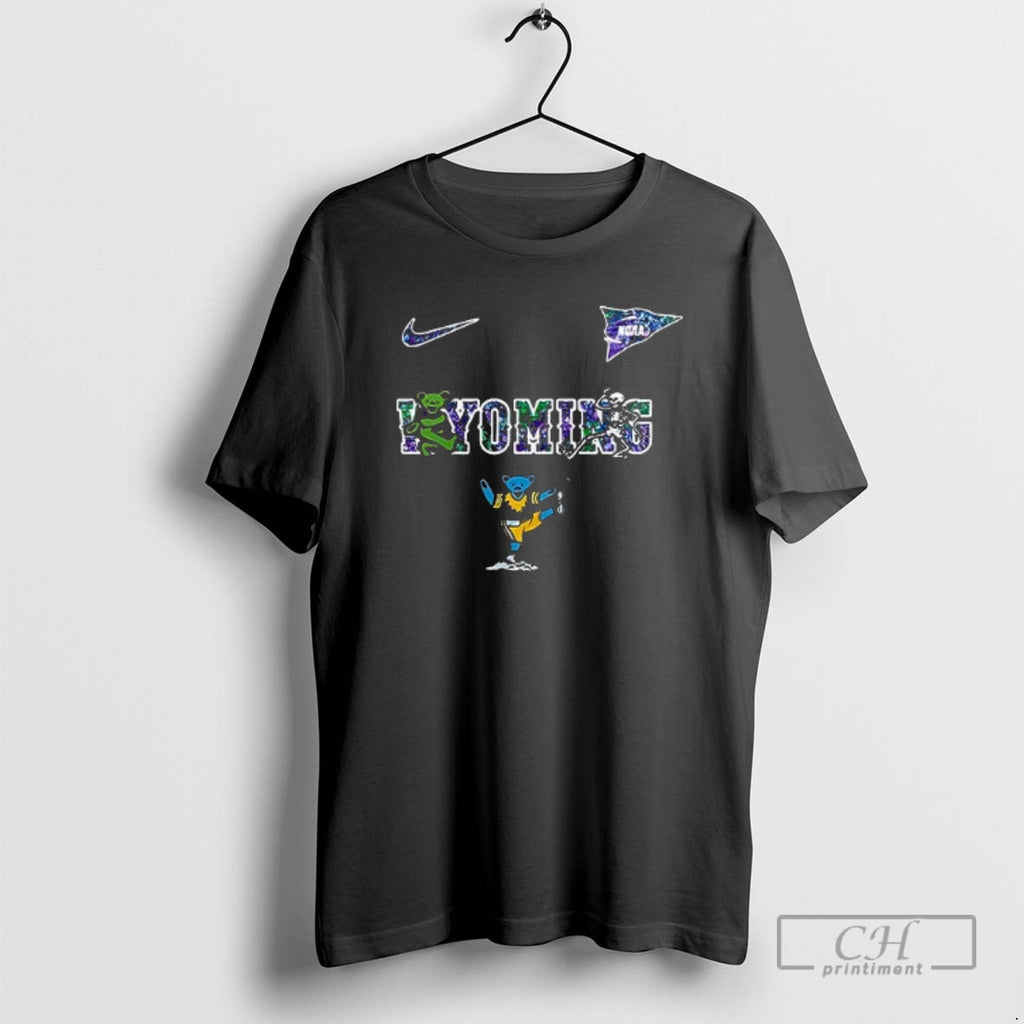 Classic Wyoming Cowboys Grateful Dead 60th Anniversary Bear Mascots Double Sided Shirt Sweater