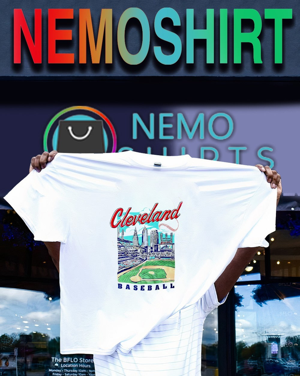 Cleveland Baseball Summer skyline and ballpark shirt