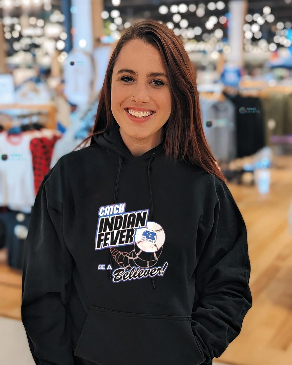 Cleveland Indians catch Indian fever be a believer Wuab-TV logo shirt