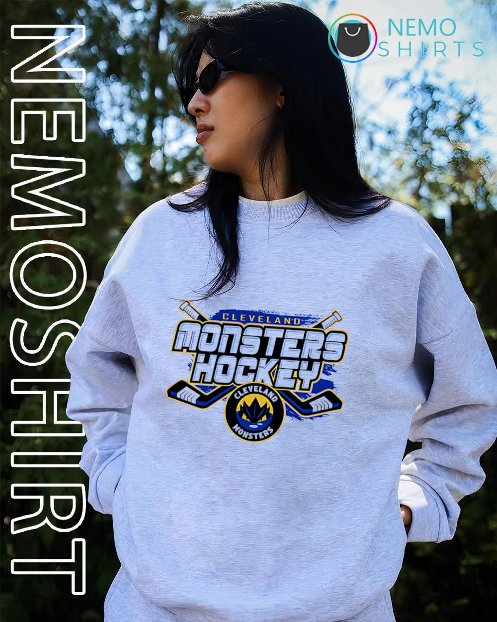 Cleveland Monsters hockey crossed hockey team logo shirt