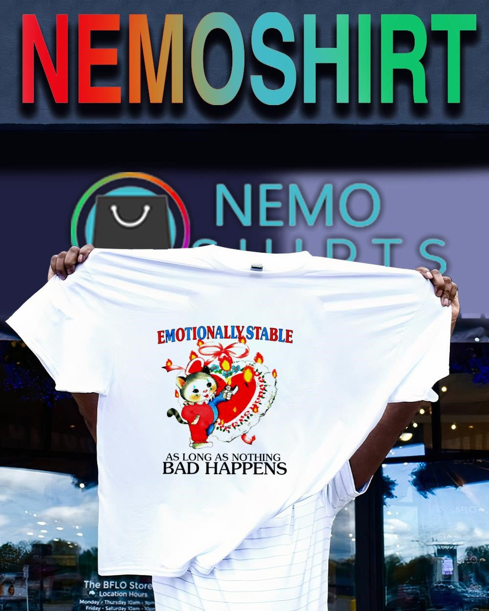 Clown cat emotionally stable as long as nothing bad happens shirt