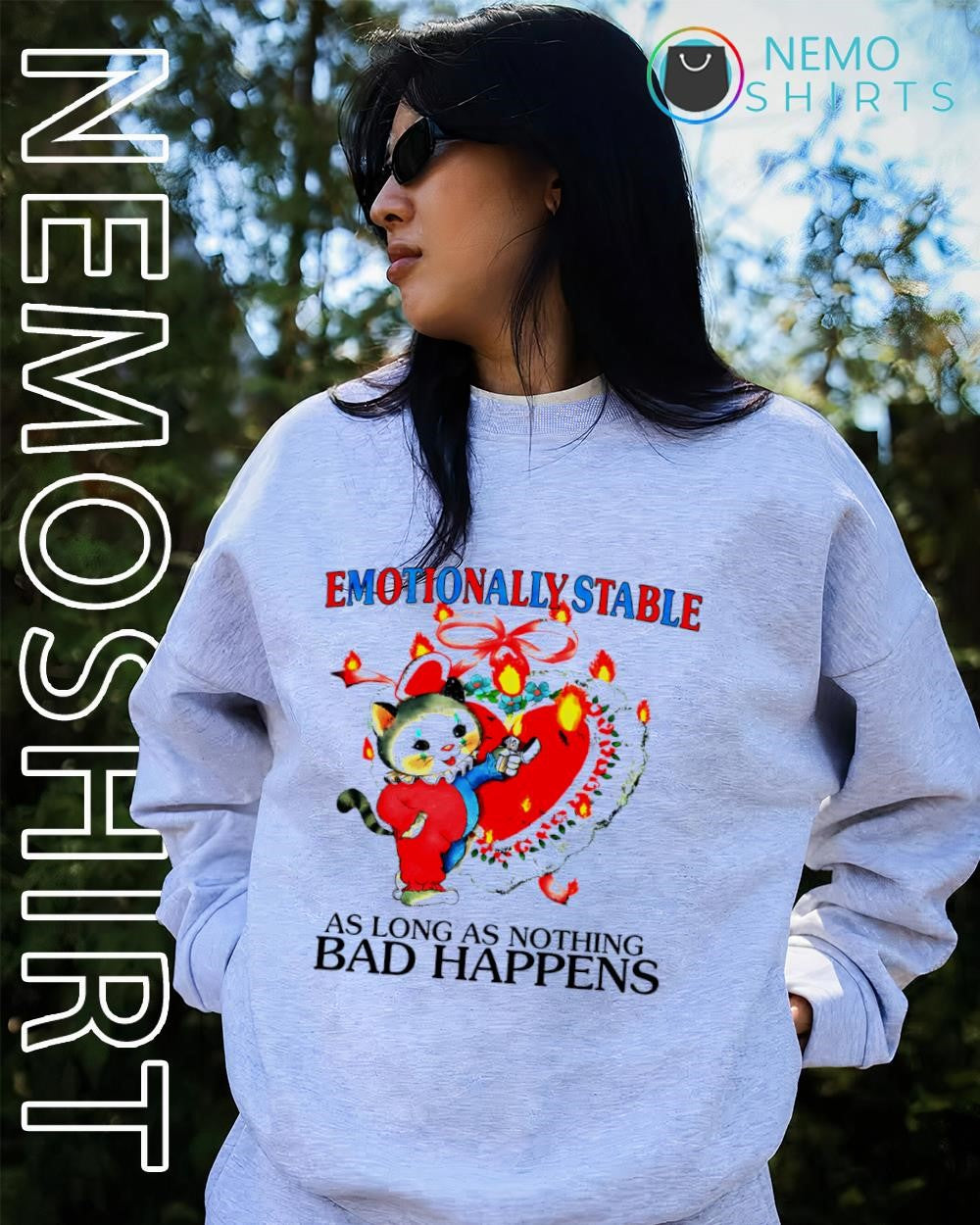 Clown cat emotionally stable as long as nothing bad happens shirt