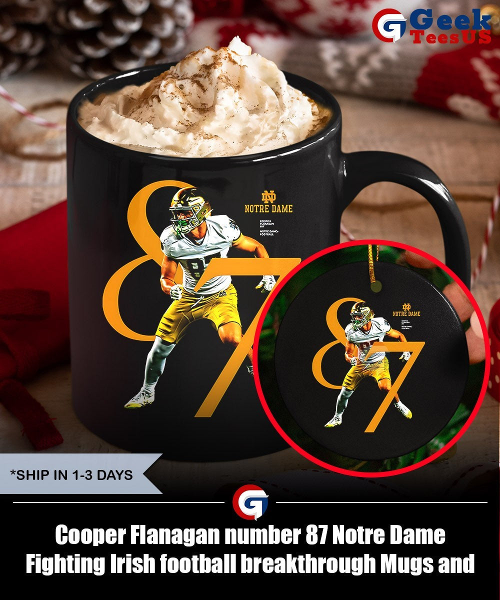 Cooper Flanagan number 87 Notre Dame Fighting Irish football breakthrough shirt