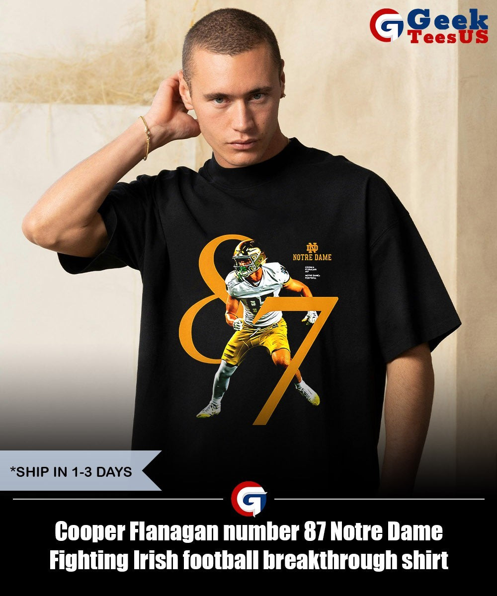 Cooper Flanagan number 87 Notre Dame Fighting Irish football breakthrough shirt
