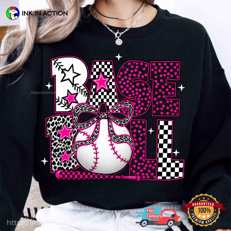 Coquette Bow Baseball, Cute Baseball Mama T-shirt