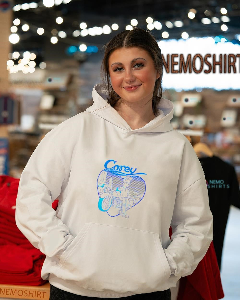 Corey the Simpsons with motorcycle inside heart shirt