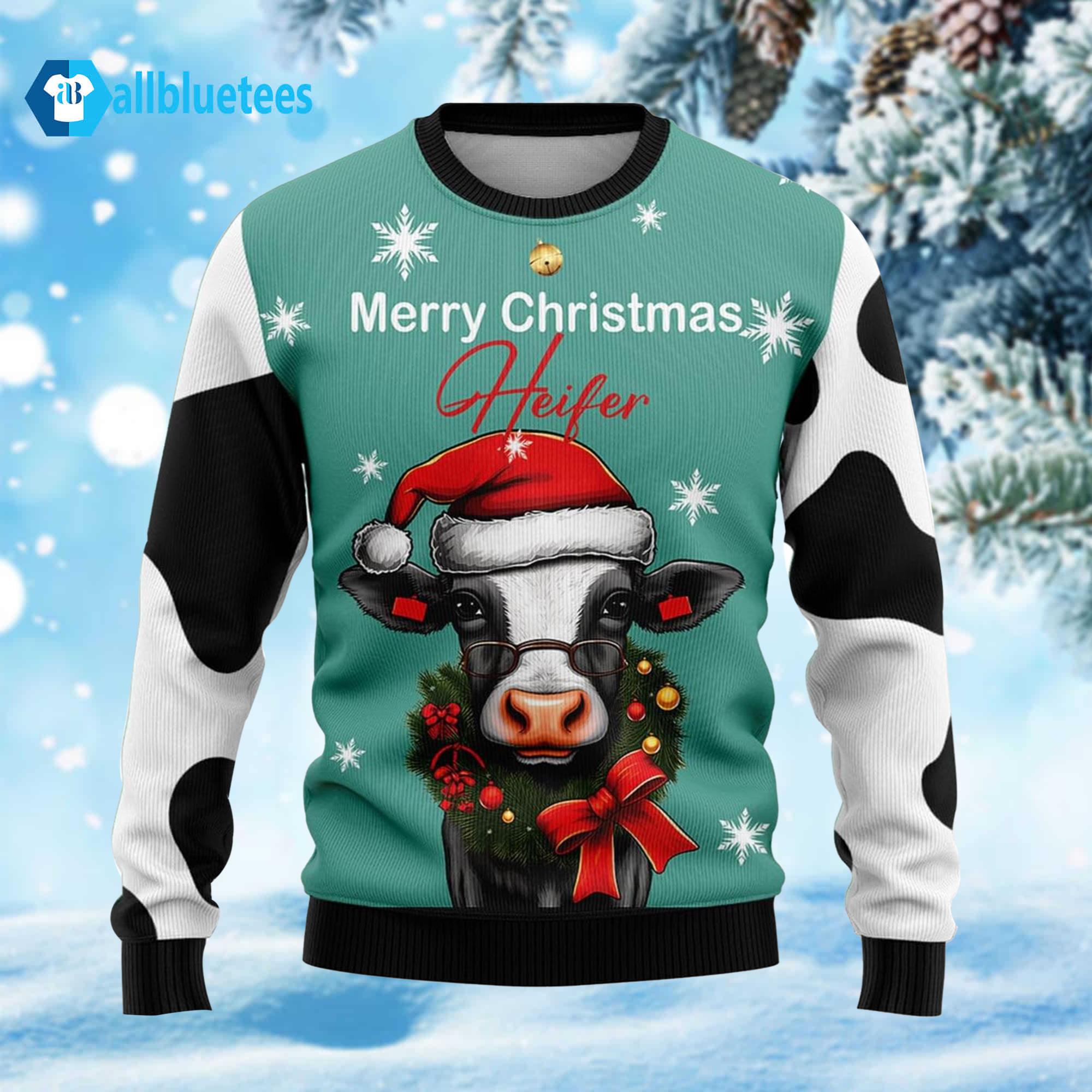 Cow Merry Christmas Heifer Ugly Christmas Sweater