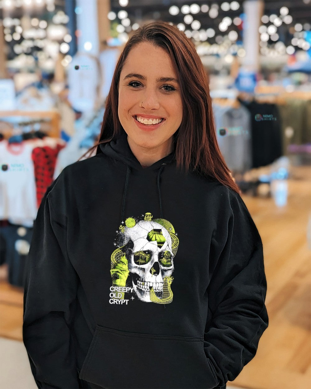 Creepy old crypt deconstructed skull shirt