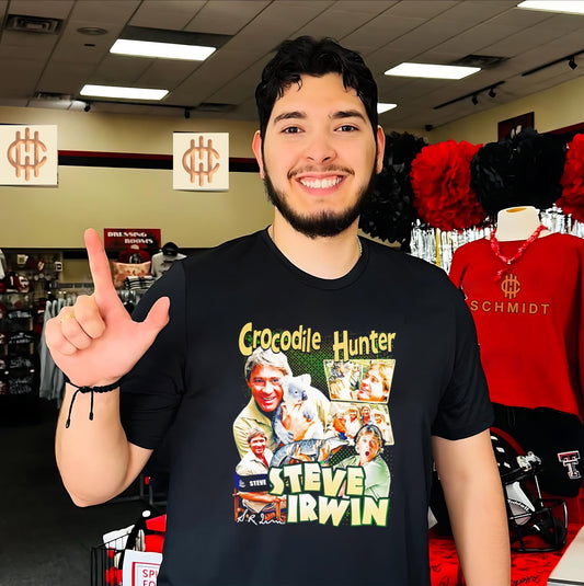 Crocodile hunter Steve Irwin signature graphic shirt