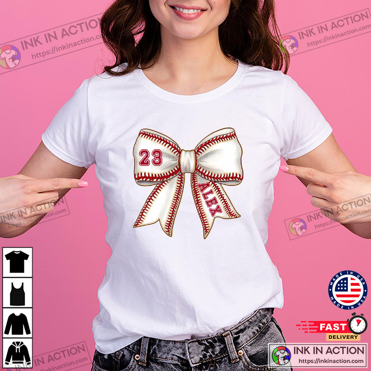 Custom Baseball Bow, Baseball Mama Tee